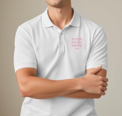 Classic polo shirt mockup with embroidered design area